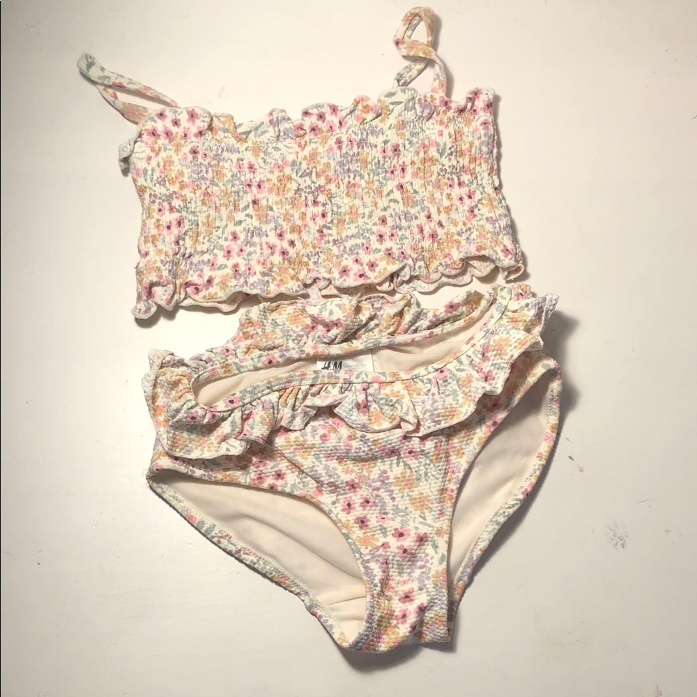 H&M Girls Floral Smocked Bikini Set